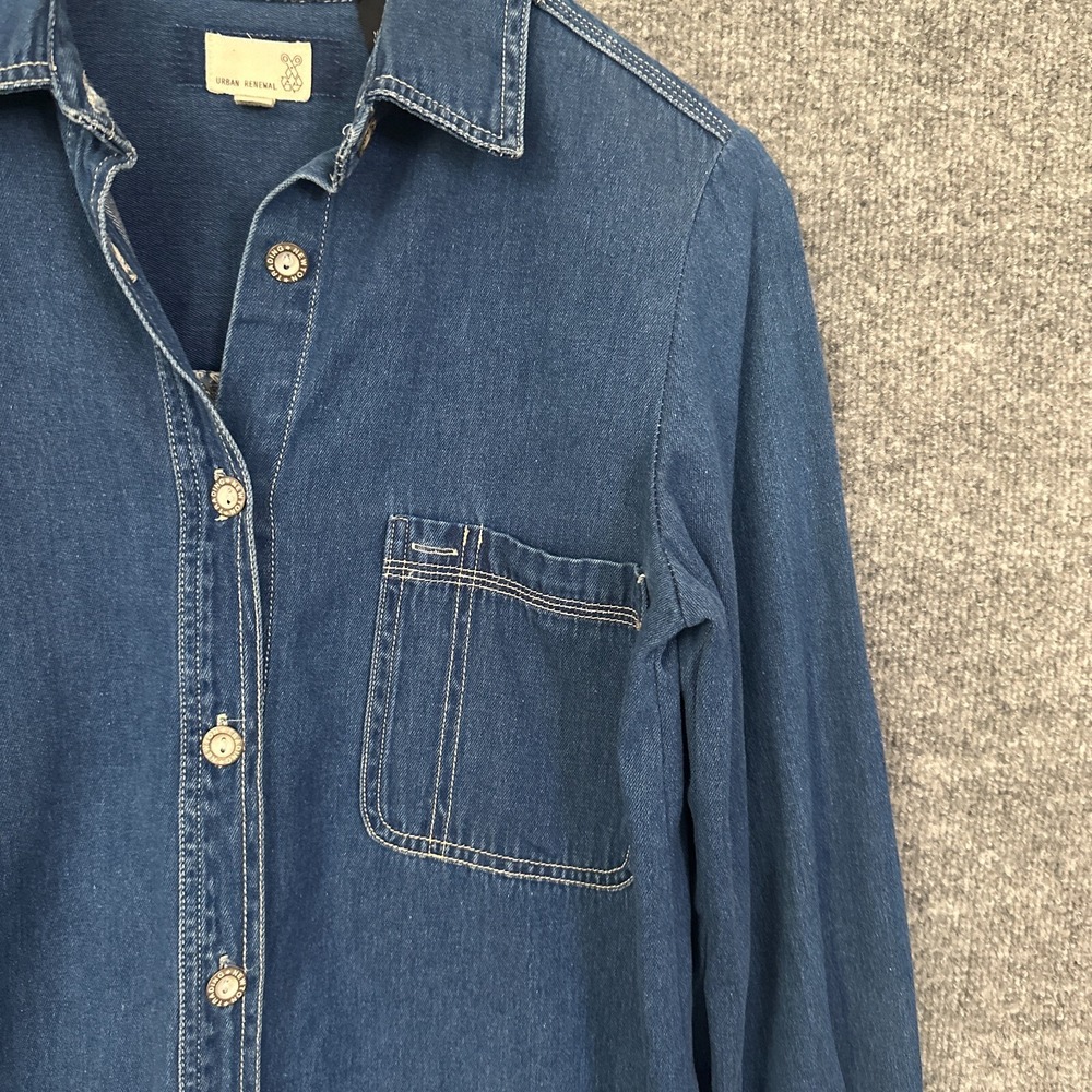 Urban Renewal Vintage Shirt Womens‎ S /XS  Blue Prairie Casual Boho Denim Top - Picture 11 of 14